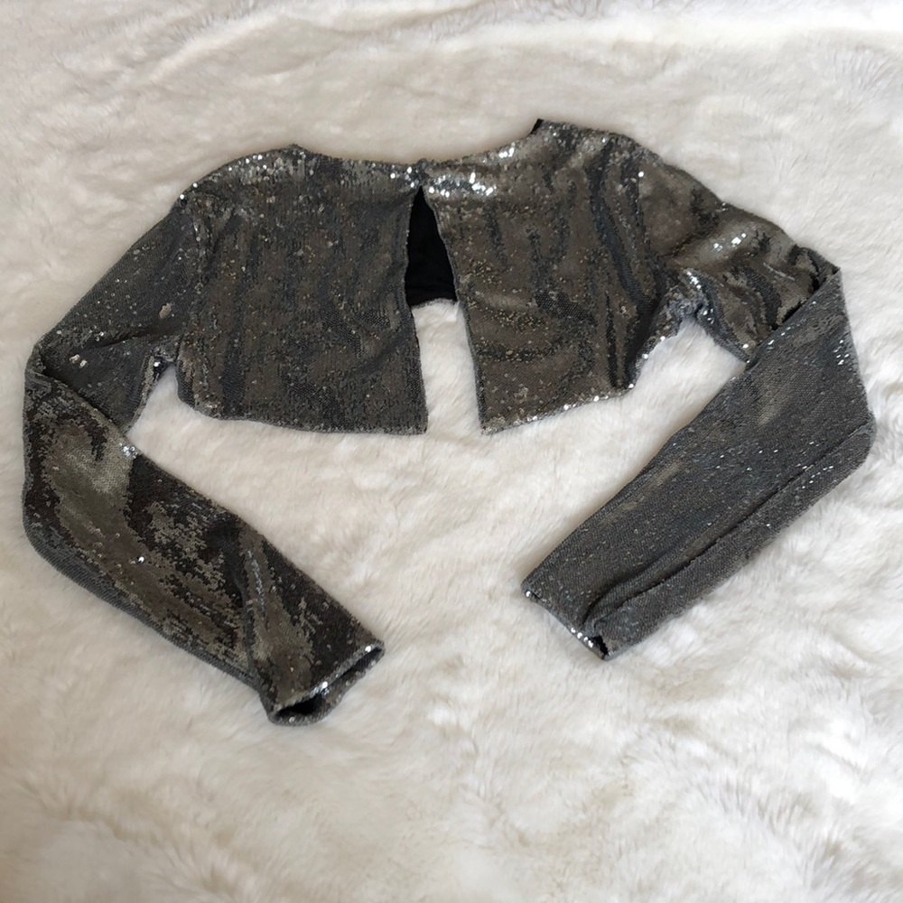 Zara Long-Sleeve Sequin Crop Top - Picture 5 of 9